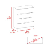 Cómoda Zoe Blanca Nevado 80x89cm con Cuatro Cajones - Cajoneras y Comodas | Bylmo