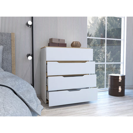 Cómoda Zoe Blanca Nevado 80x89cm con Cuatro Cajones - Cajoneras y Comodas | Bylmo