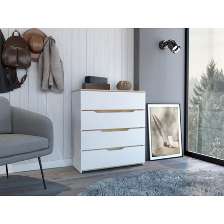 Cómoda Zoe Blanca Nevado 80x89cm con Cuatro Cajones - Cajoneras y Comodas | Bylmo