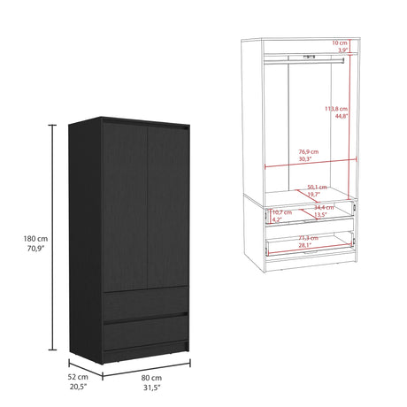 Closet Austin Wengue 80x180cm con Dos Cajones - Closets | Bylmo