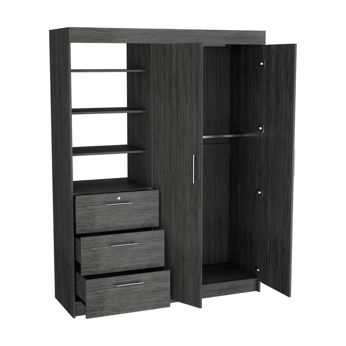 Closet Kenya Roble Gris 150x200.75cm con Tres Cajones - Closets | Bylmo