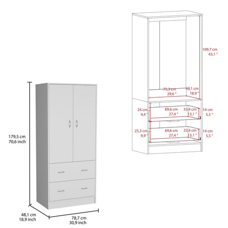 Closet Taly Blanco 78.7x180.1cm con Dos Cajones - CLOSETS | Bylmo