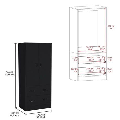 Closet Taly Wengue 78.7x180.1cm con Dos Cajones - Closets | Bylmo