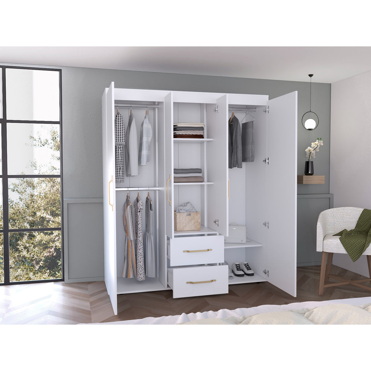Closet Bariloche Blanco 150.3x177.9cm con Dos Cajones - CLOSETS | Bylmo