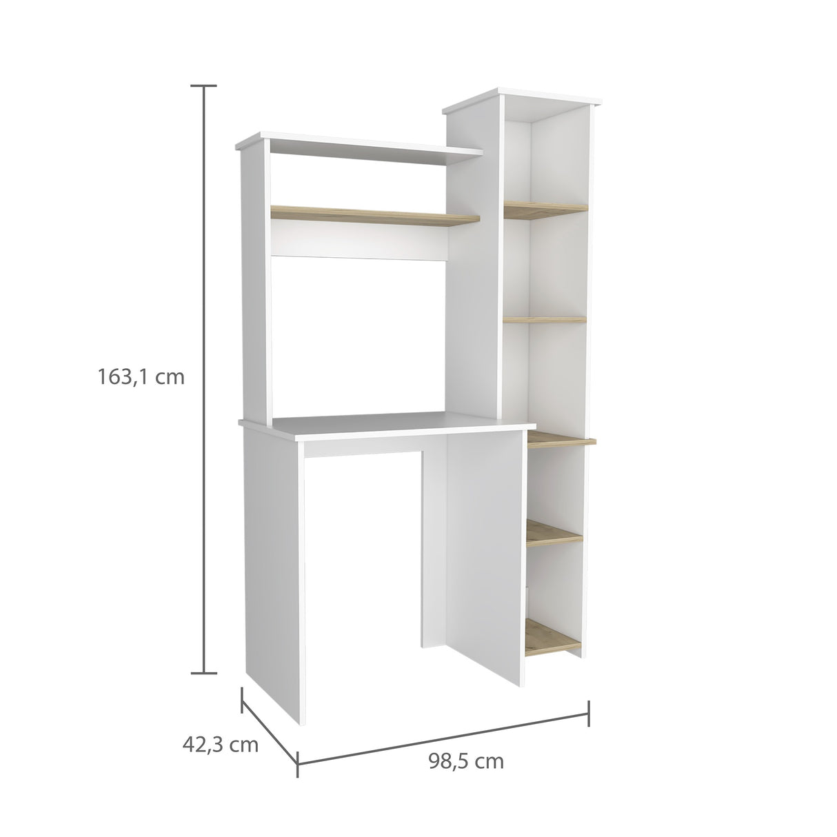 Centro de Computo Heinrich Duna con Blanco 98.5x163.1cm con Organizador de Libros - Escritorios | Bylmo