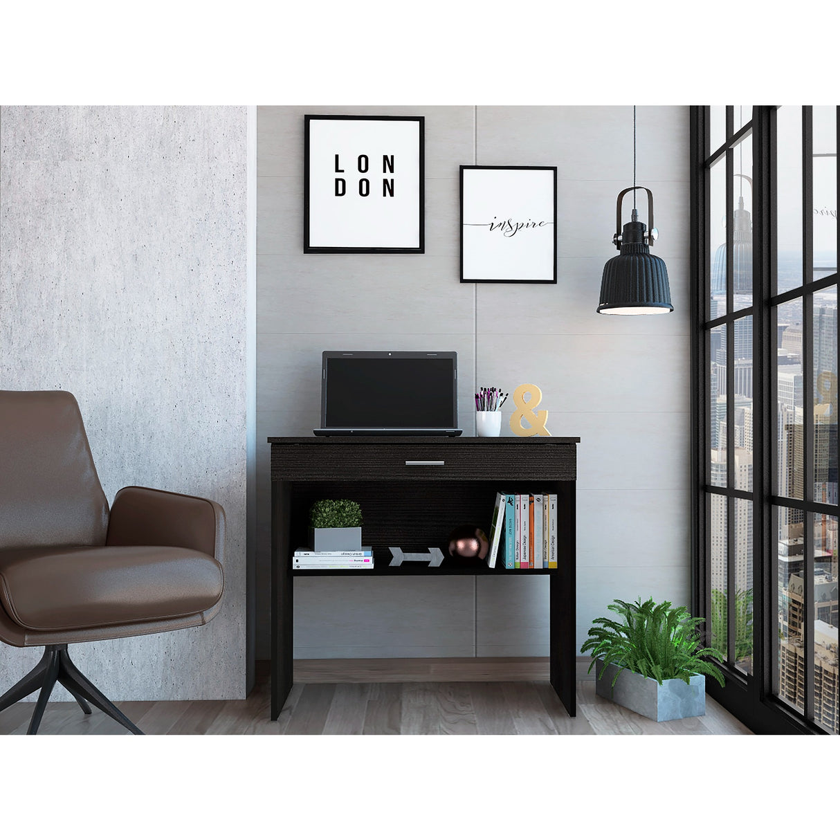 Escritorio Eighty C Wengue 80x73.6cm con Un Cajón - Escritorios | Bylmo