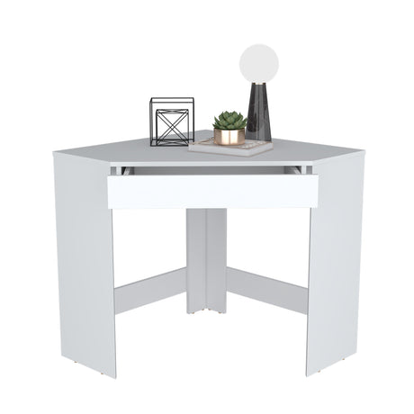 Escritorio Esquinero Amity Blanco 76x74cm con Un Cajón - Escritorios | Bylmo