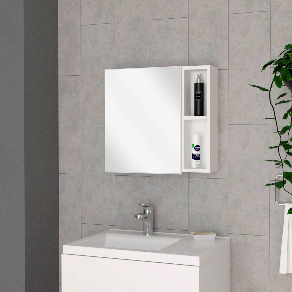 Gabinete de Baño Oman Blanco 50x47.3cm con Tres Entrepaños - Gabinetes de Baño | Bylmo
