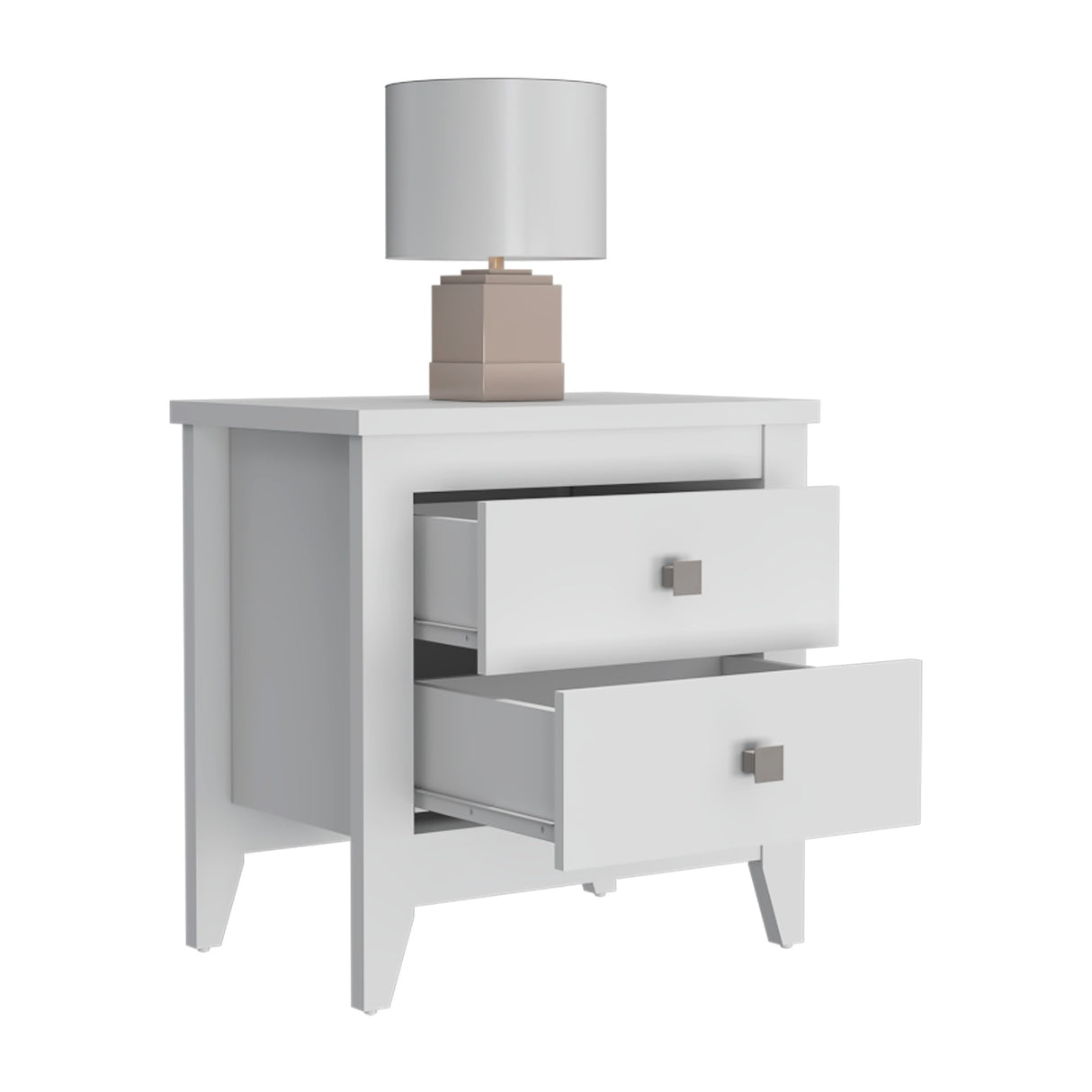 Mesa de Noche Amara Blanca 60x61.6 cm con Dos Cajones - Mesas de Noche | Bylmo