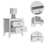 Mesa de Noche Amara Blanca 60x61.6 cm con Dos Cajones - Mesas de Noche | Bylmo