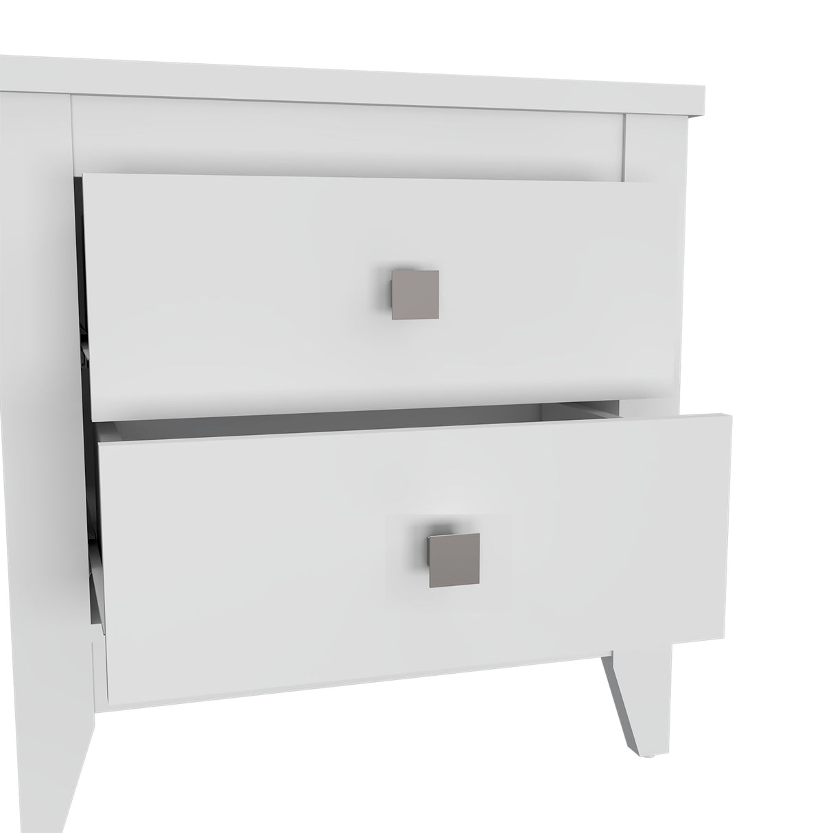 Mesa de Noche Amara Blanca 60x61.6 cm con Dos Cajones - Mesas de Noche | Bylmo