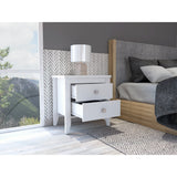 Mesa de Noche Amara Blanca 60x61.6 cm con Dos Cajones - Mesas de Noche | Bylmo