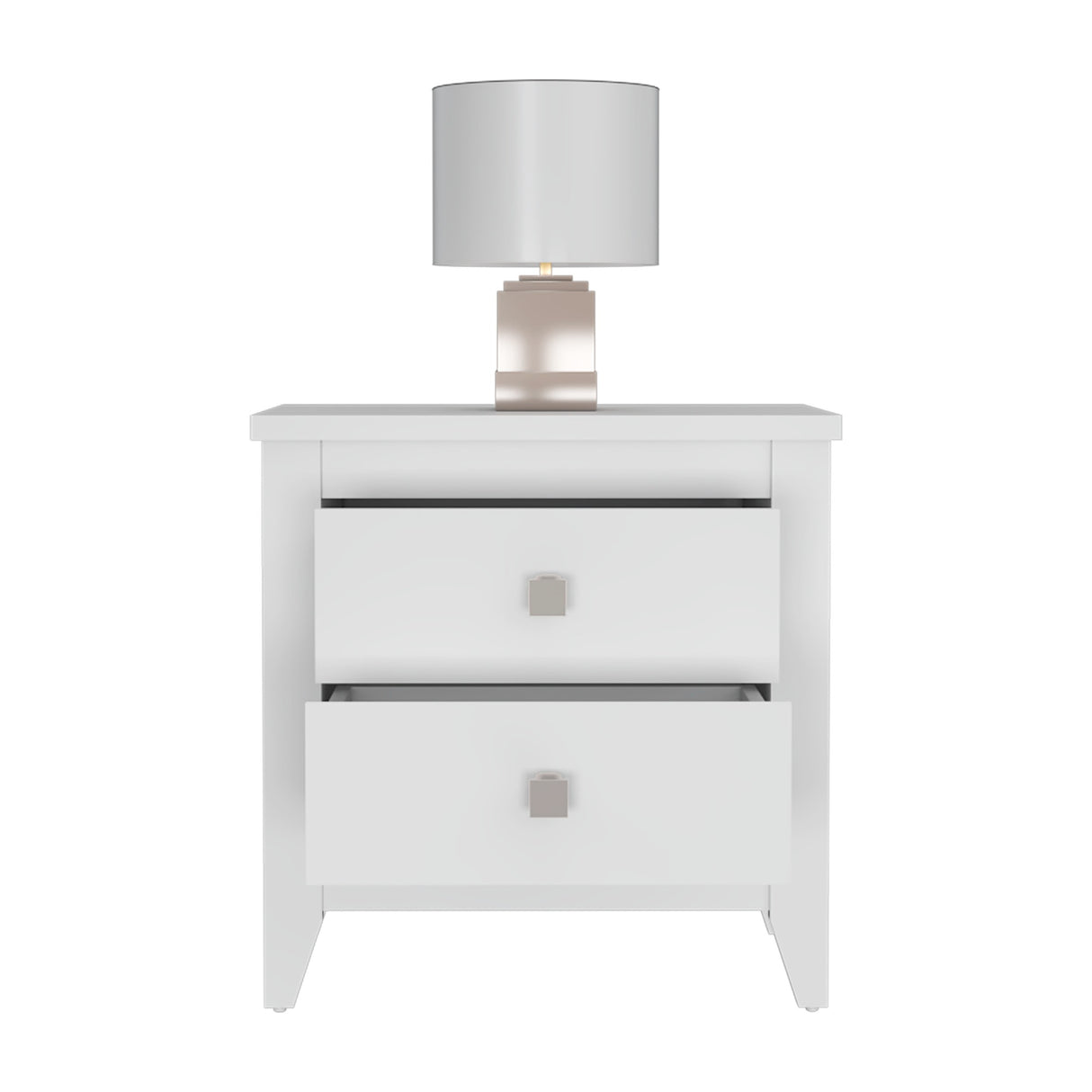 Mesa de Noche Amara Blanca 60x61.6 cm con Dos Cajones - Mesas de Noche | Bylmo