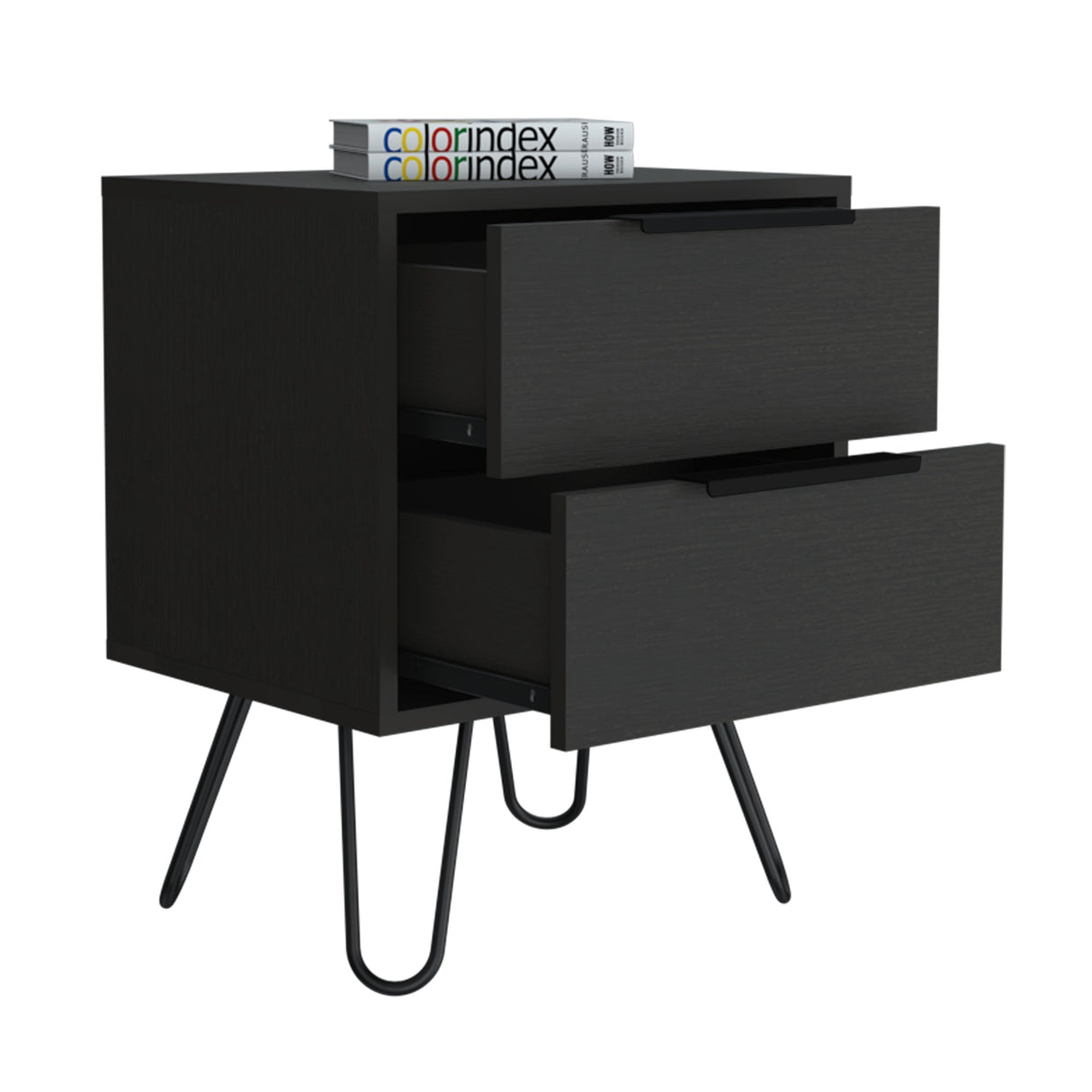 Mesa de Noche Augusta Wengue 45x57cm con Dos Cajones - Mesas de Noche | Bylmo