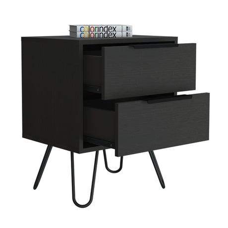 Mesa de Noche Augusta Wengue 45x57cm con Dos Cajones - Mesas de Noche | Bylmo
