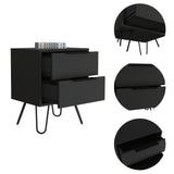 Mesa de Noche Augusta Wengue 45x57cm con Dos Cajones - Mesas de Noche | Bylmo