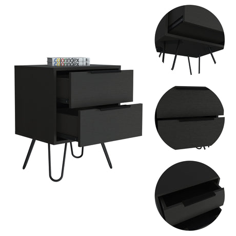 Mesa de Noche Augusta Wengue 45x57cm con Dos Cajones - Mesas de Noche | Bylmo