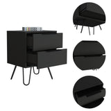 Mesa de Noche Augusta Wengue 45x57cm con Dos Cajones - Mesas de Noche | Bylmo