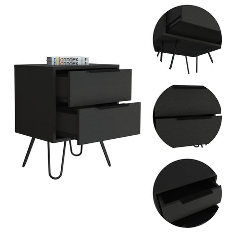 Mesa de Noche Augusta Wengue 45x57cm con Dos Cajones - Mesas de Noche | Bylmo