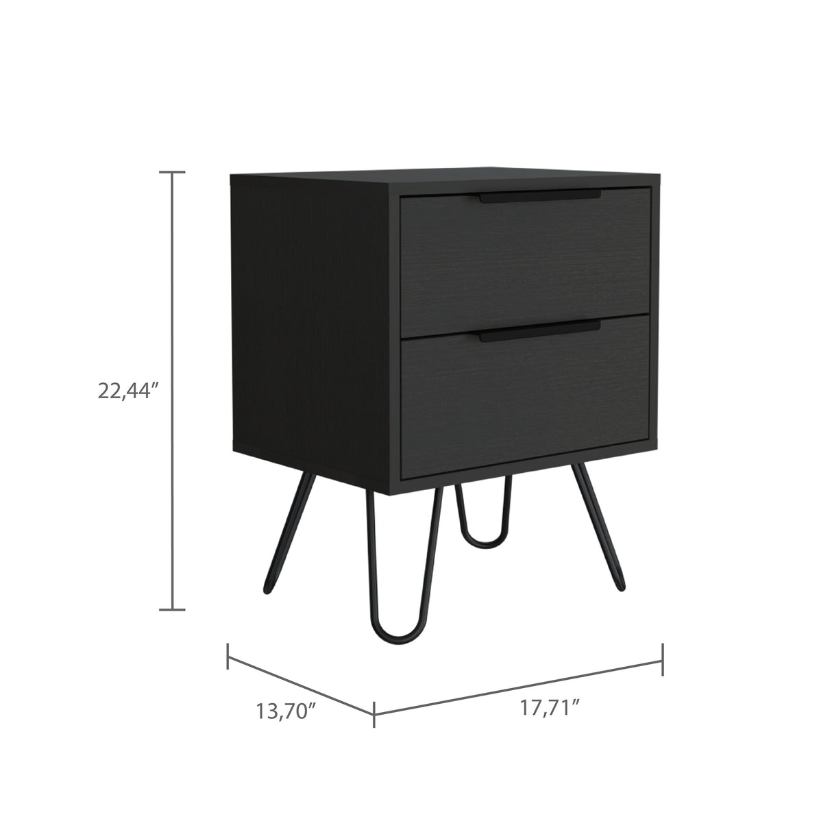 Mesa de Noche Augusta Wengue 45x57cm con Dos Cajones - Mesas de Noche | Bylmo