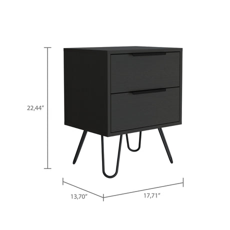 Mesa de Noche Augusta Wengue 45x57cm con Dos Cajones - Mesas de Noche | Bylmo