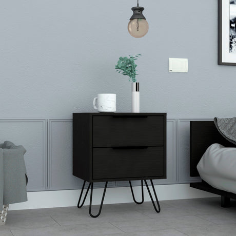 Mesa de Noche Augusta Wengue 45x57cm con Dos Cajones - Mesas de Noche | Bylmo