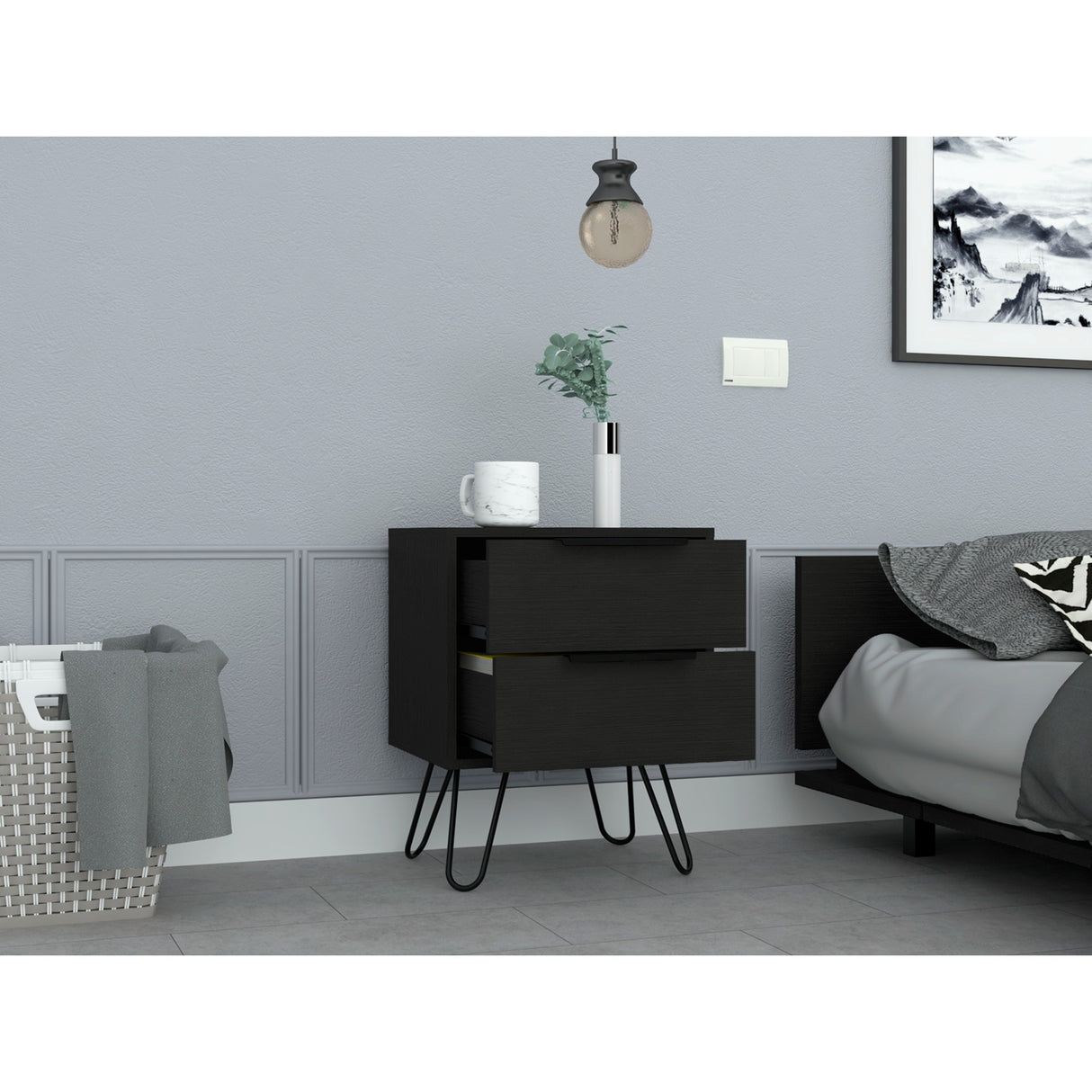 Mesa de Noche Augusta Wengue 45x57cm con Dos Cajones - Mesas de Noche | Bylmo