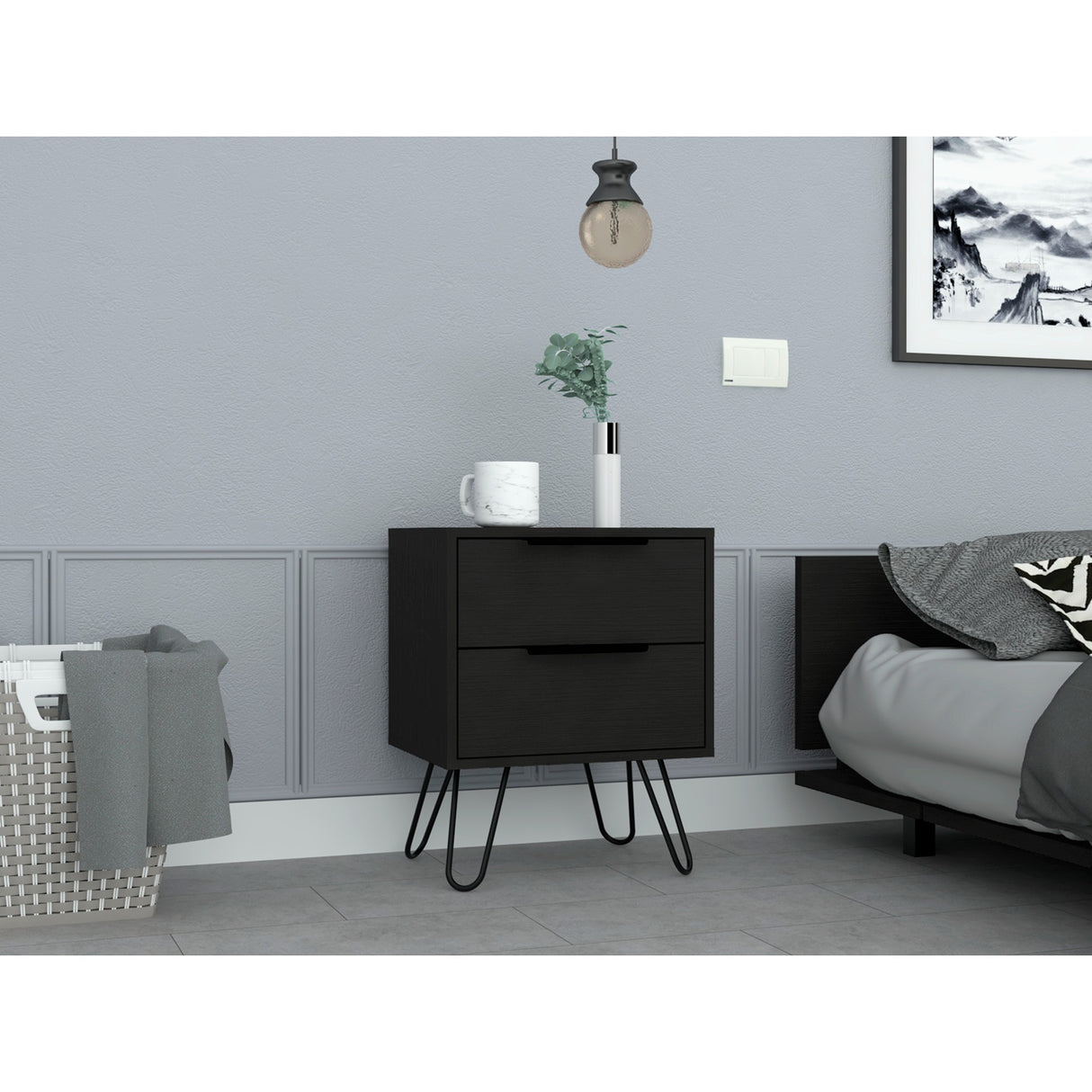 Mesa de Noche Augusta Wengue 45x57cm con Dos Cajones - Mesas de Noche | Bylmo