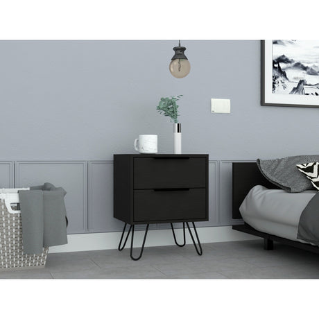 Mesa de Noche Augusta Wengue 45x57cm con Dos Cajones - Mesas de Noche | Bylmo