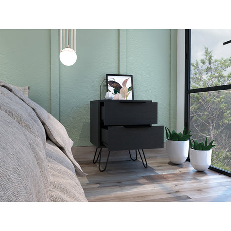 Mesa de Noche Augusta Wengue 45x57cm con Dos Cajones - Mesas de Noche | Bylmo