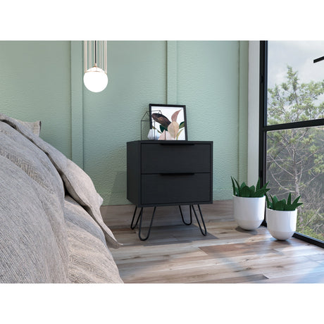 Mesa de Noche Augusta Wengue 45x57cm con Dos Cajones - Mesas de Noche | Bylmo