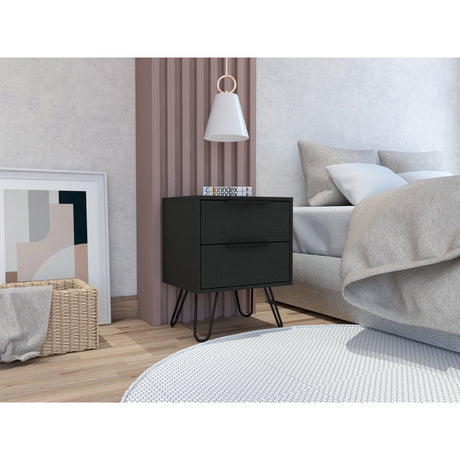 Mesa de Noche Augusta Wengue 45x57cm con Dos Cajones - Mesas de Noche | Bylmo