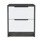 Mesa de Noche Kaia Roble Gris 41x48cm con Dos Cajones - Mesas de Noche | Bylmo