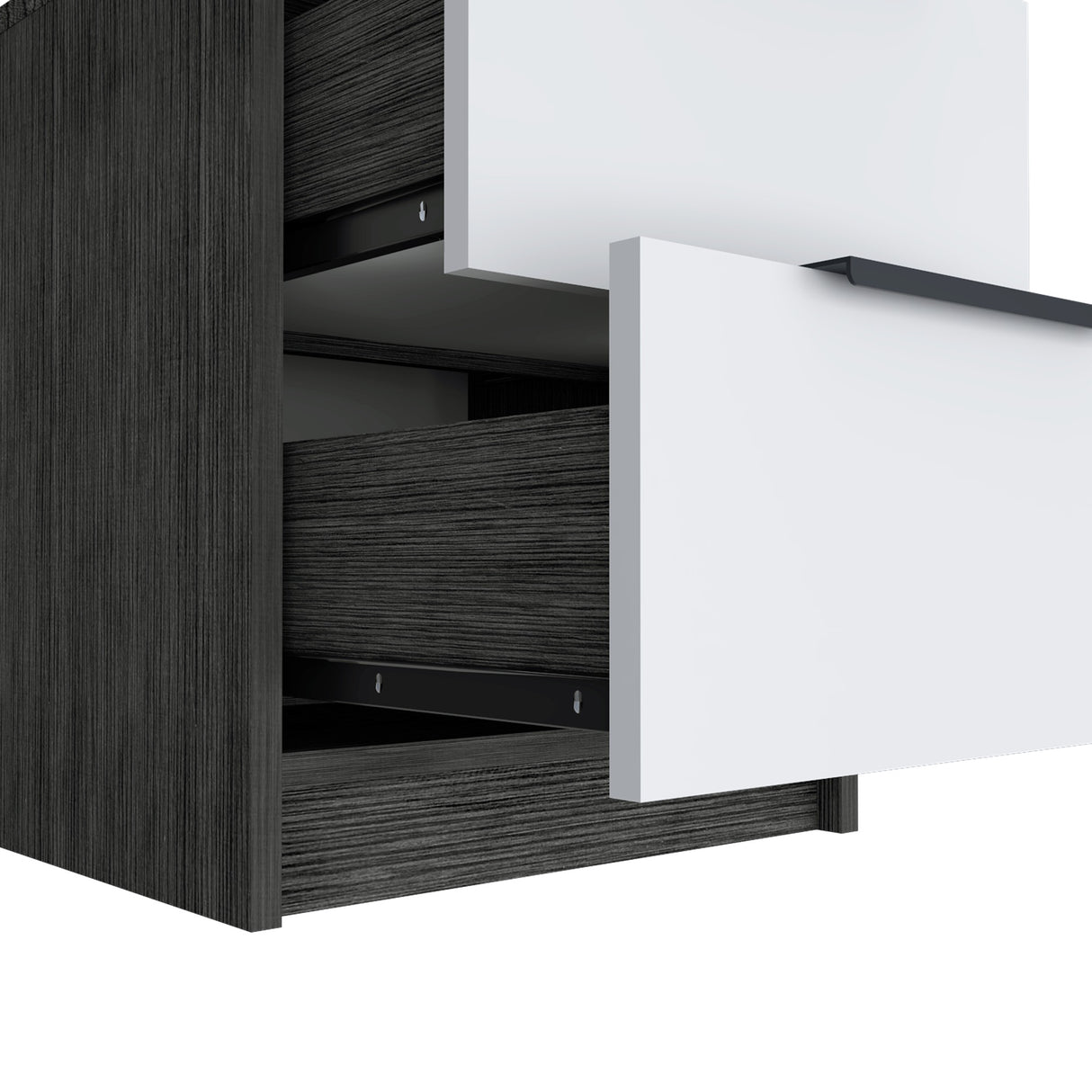 Mesa de Noche Kaia Roble Gris 41x48cm con Dos Cajones - Mesas de Noche | Bylmo