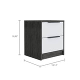 Mesa de Noche Kaia Roble Gris 41x48cm con Dos Cajones - Mesas de Noche | Bylmo