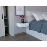Mesa de Noche Milano Blanco 40x13cm Flotante con Un Cajón - Mesas de Noche | Bylmo