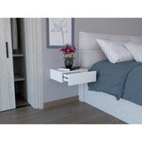 Mesa de Noche Milano Blanco 40x13cm Flotante con Un Cajón - Mesas de Noche | Bylmo