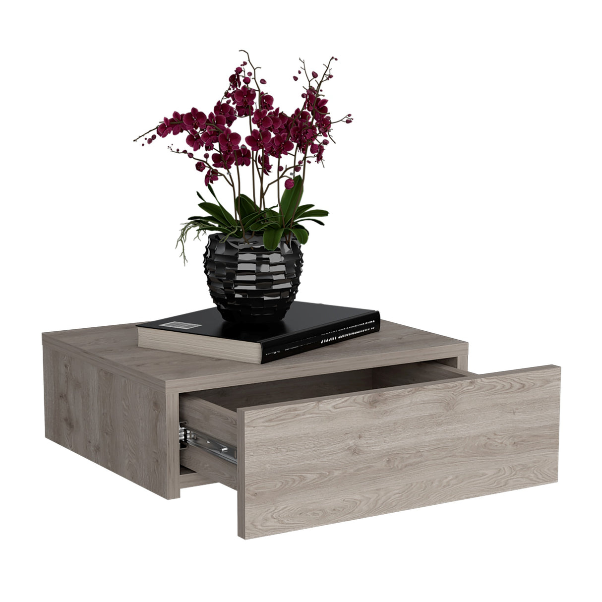Mesa de Noche Milano Ceniza 40x13cm Flotante con Un Cajón - Mesas de Noche | Bylmo