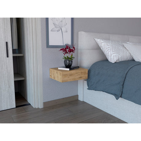 Mesa de Noche Milano Macadamia 40x13cm Flotante con Un Cajón - Mesas de Noche | Bylmo