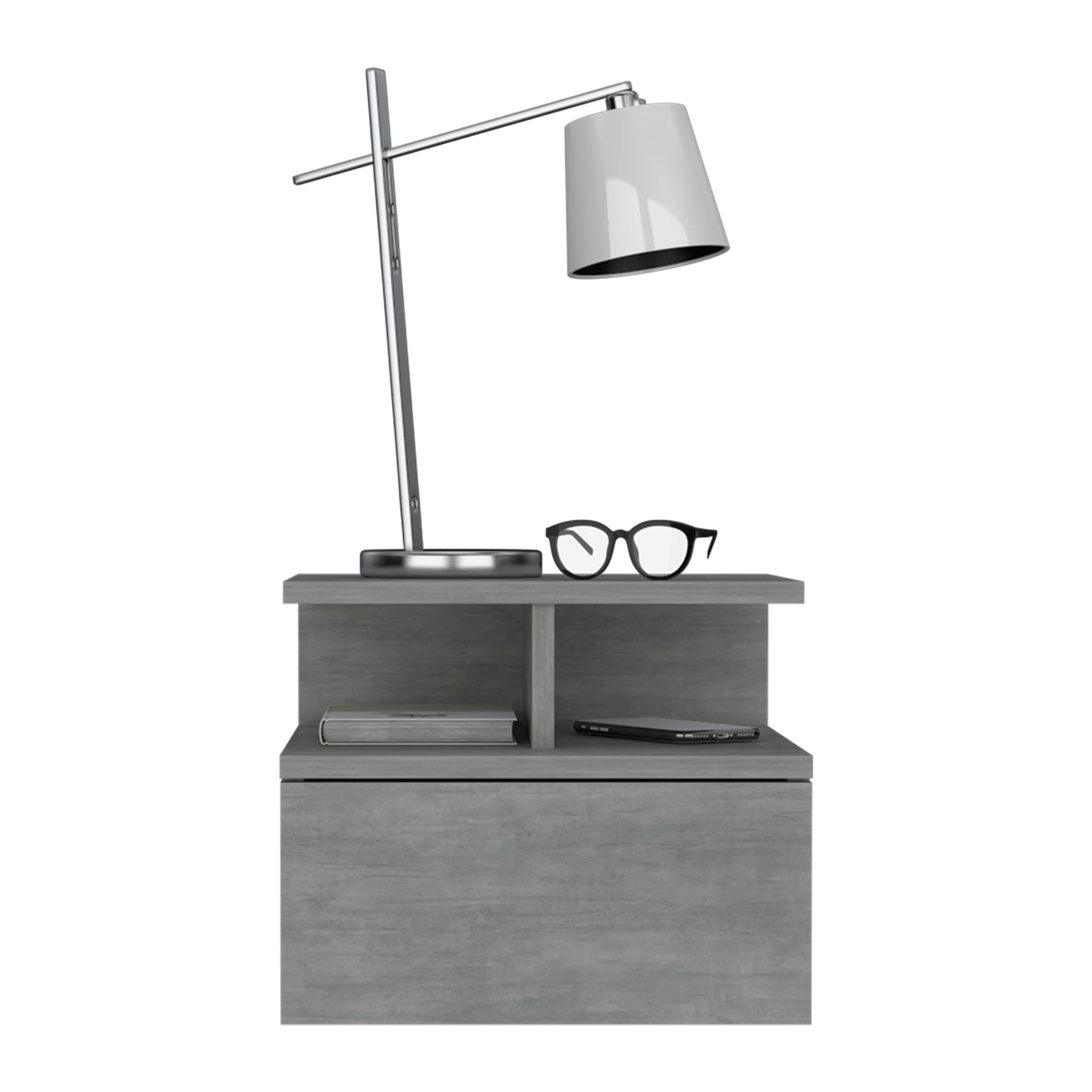 Mesa de Noche Sleep V Cemento 35.6x29.5 cm Flotante con Un Cajón - Mesas de Noche | Bylmo