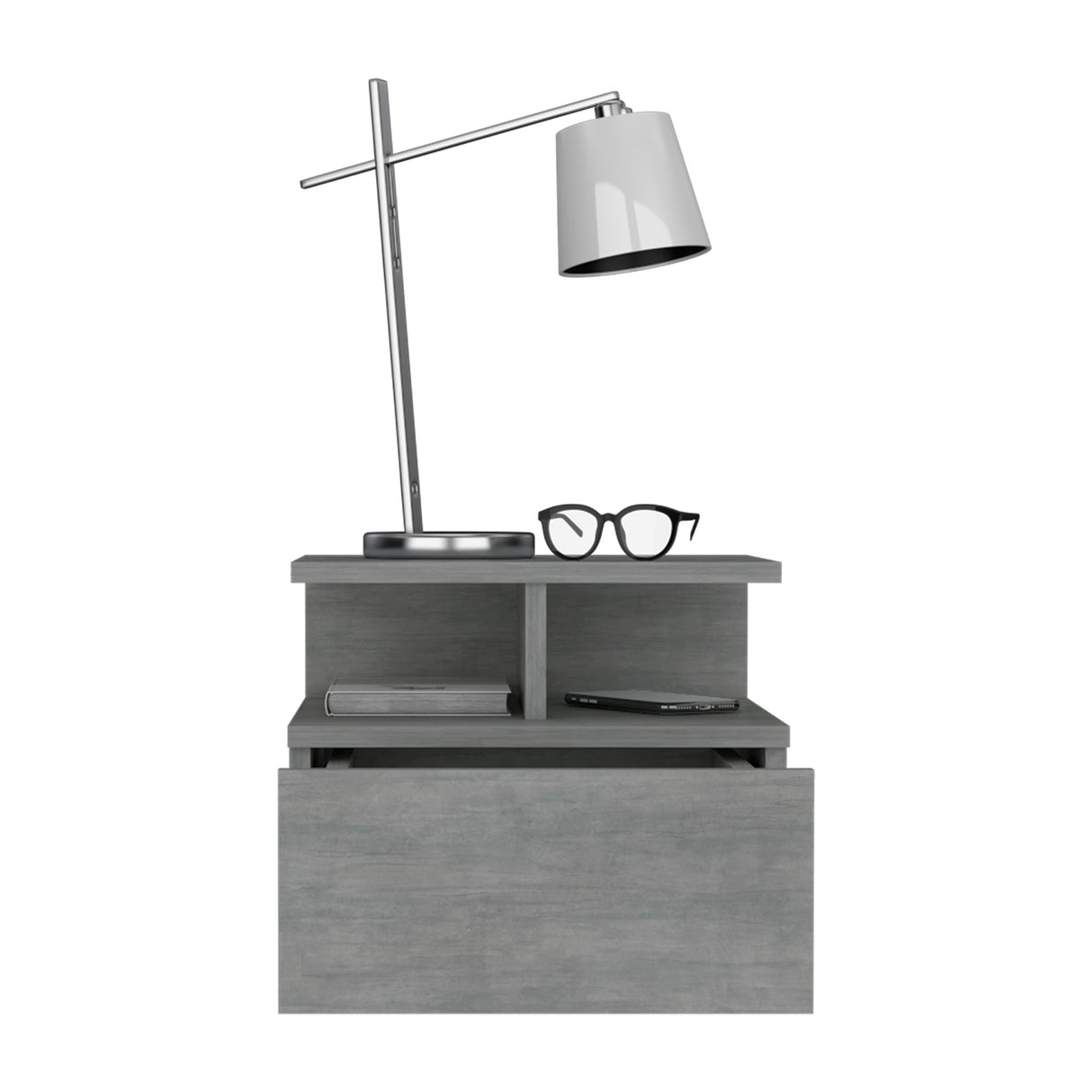 Mesa de Noche Sleep V Cemento 35.6x29.5 cm Flotante con Un Cajón - Mesas de Noche | Bylmo