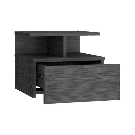 Mesa de Noche Sleep V Roble Gris 35.6x29.5 cm Flotante con Un Cajón - Mesas de Noche | Bylmo