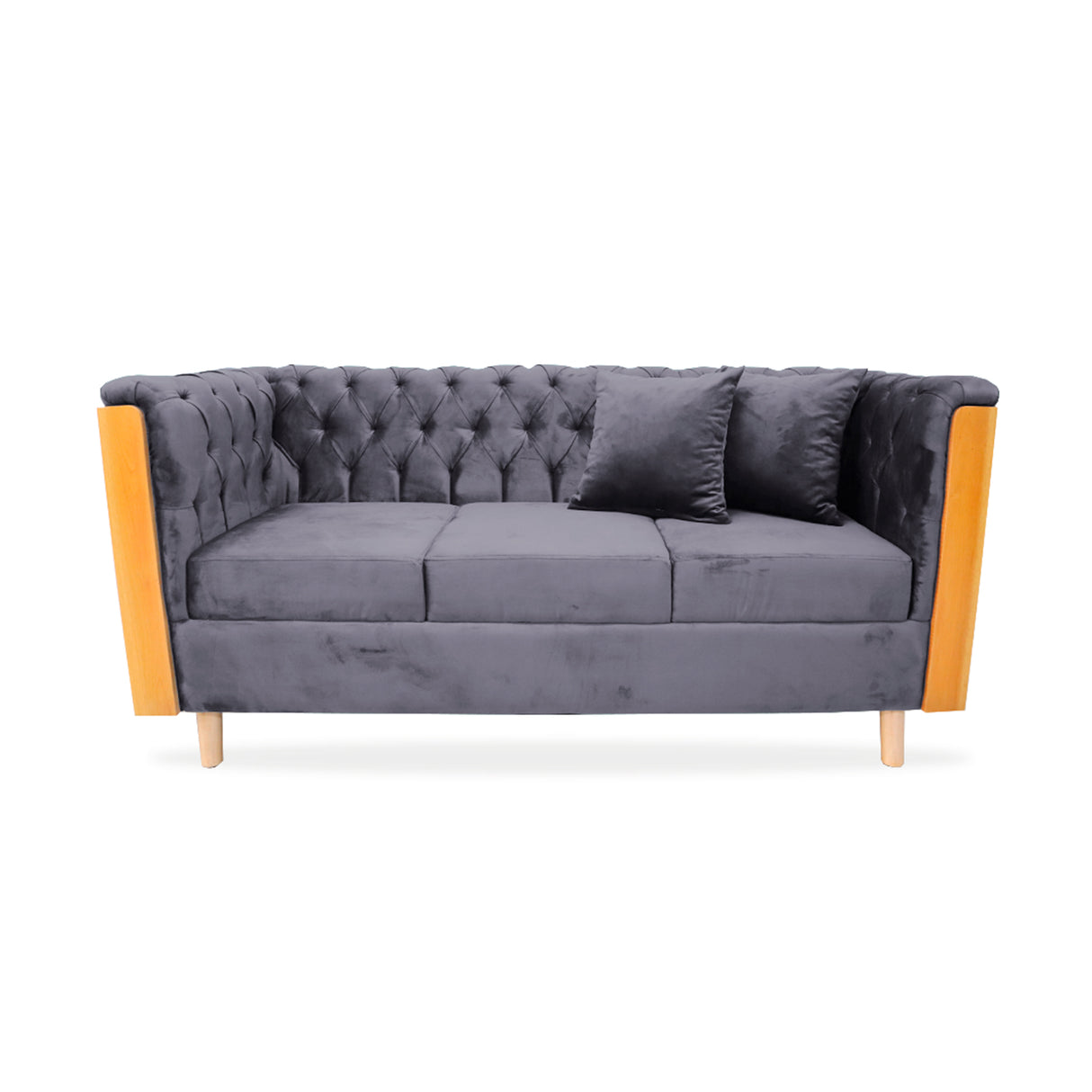 Sofá Steiner Gris 210x80cm Con Dos Cojines - Sofas y Poltronas | Bylmo
