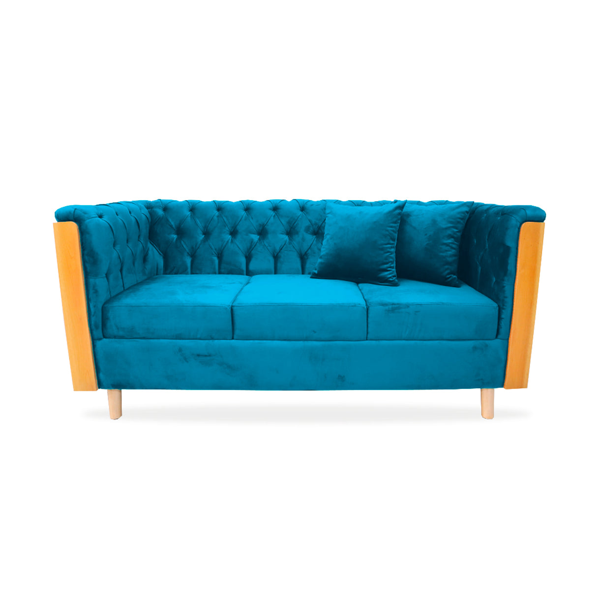 Sofá Steiner Turquesa 210x80cm Con Dos Cojines - Sofas y Poltronas | Bylmo