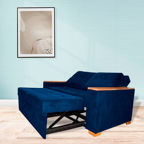 Sofá Cama Weber Azul Petróleo 180x90cm con Cuatro Cojines - Sofas y Poltronas | Bylmo