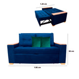 Sofá Cama Weber Azul Petróleo 180x90cm con Cuatro Cojines - Sofas y Poltronas | Bylmo