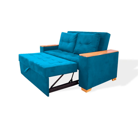 Sofá Cama Weber Turquesa 180x90cm con Cuatro Cojines - Sofas y Poltronas | Bylmo