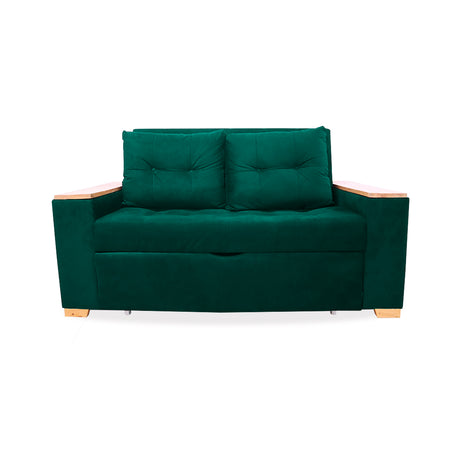 Sofá Cama Weber Verde 180x90cm con Cuatro Cojines - Sofas y Poltronas | Bylmo