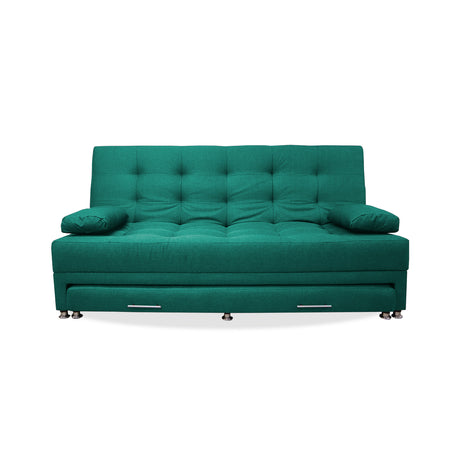 Sofá Cama Portmann Verde 190x95cm con Cuatro Cojines - Sofas y Poltronas | Bylmo