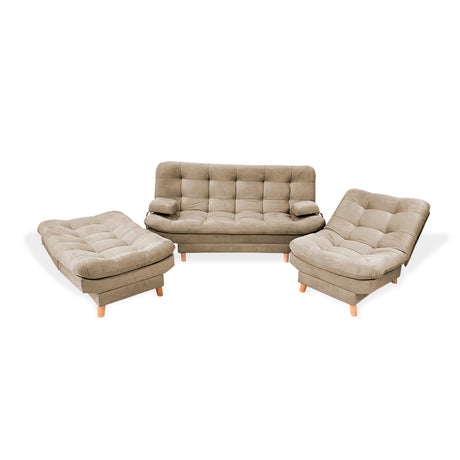 Sala Clic Clac Keller Camel 175x90cm con Dos Sillas Clic Clac y Un Sofá Cama - Sofas y Poltronas | Bylmo